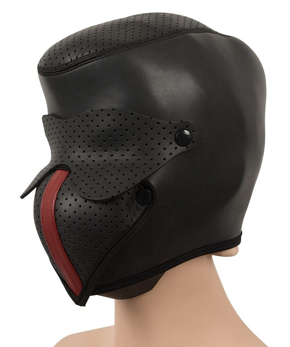 Черная маска-шлем с перфорацией - фото 5