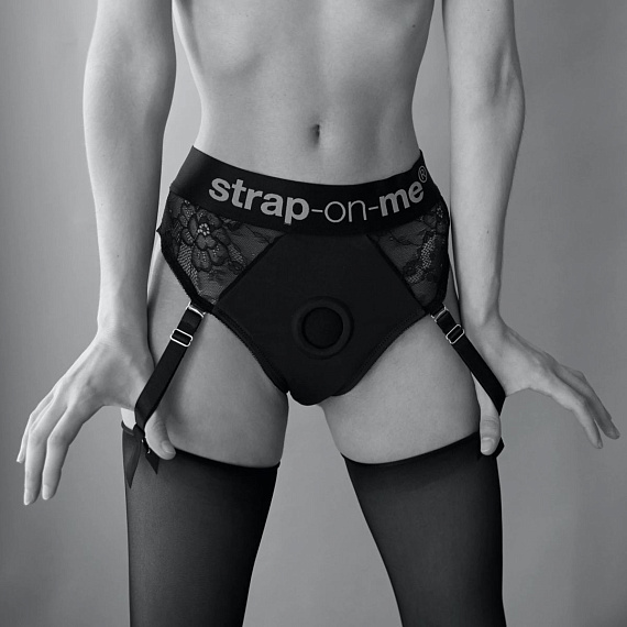 Черные трусики для насадок Diva Lingerie Harness - size L - фото 5