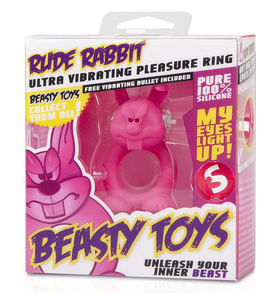 Розовое виброкольцо на пенис Rude Rabbit - силикон