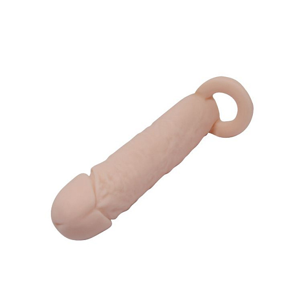 Насадка на пенис с кольцом для мошонки - 16 см. - термопластичная резина (TPR)