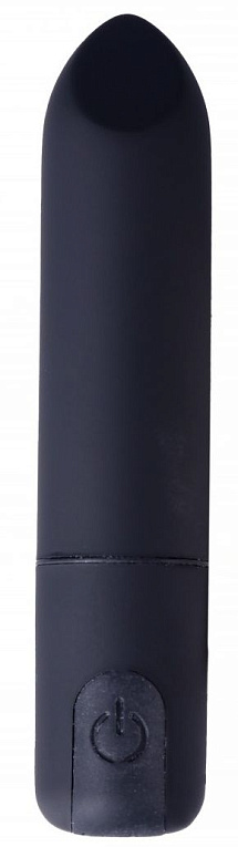 Черная гладкая коническая вибропуля - 8,5 см. - анодированный пластик, силикон