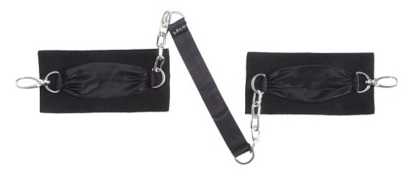 Черные шелковые наручники с цепочкой Sutra (LELO) - 