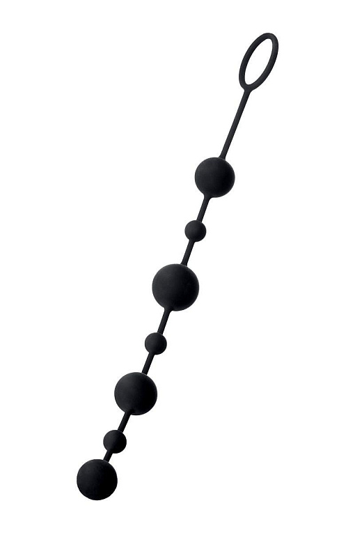 Черная анальная цепочка A-toys с шариками - 35,9 см. - силикон