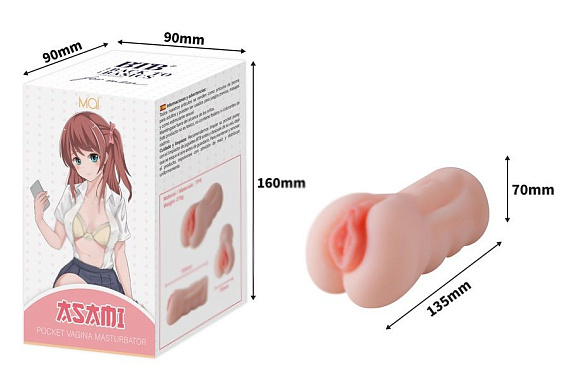 Телесный мастурбатор-вагина Asami - термопластичная резина (TPR)