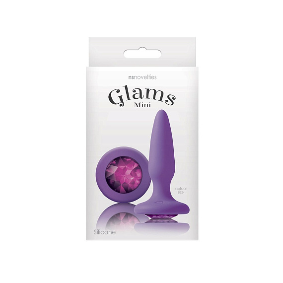 Фиолетовая анальная пробка с фиолетовым кристаллом Glams Mini Pink Gem - 8,4 см. - силикон