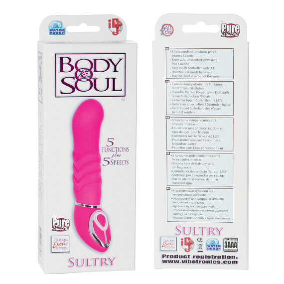 Ярко-розовый вибратор Body   Soul Sultry - 16,7 см. - силикон