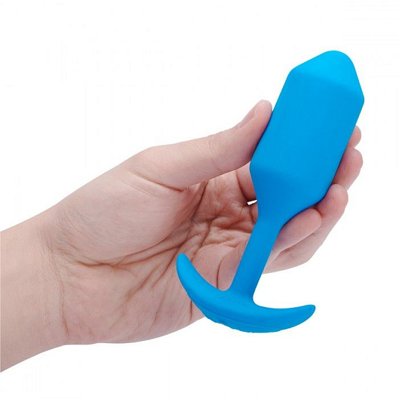 Голубая вибропробка для ношения B-vibe Snug Plug 3 - 12,4 см. b-Vibe