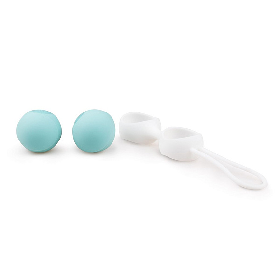 Бело-голубые вагинальные шарики Jiggle Balls - анодированный пластик, силикон