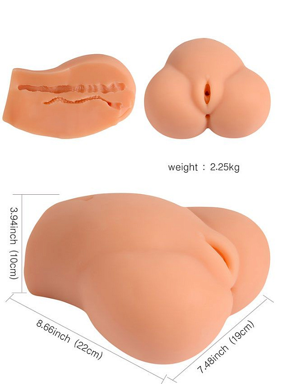 Телесная вагина с двумя тоннелями - термопластичная резина (TPR)