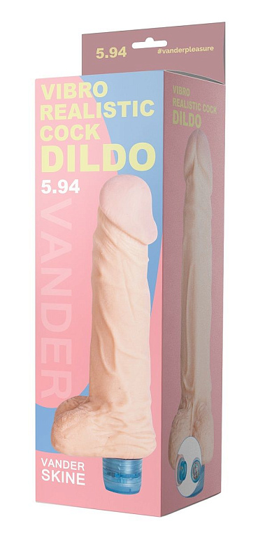 Телесный вибратор Vibro Realistic Cock Dildo - 18 см. - фото 5