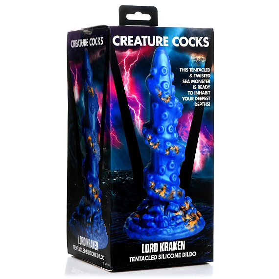 Голубой фантазийный фаллоимитатор Lord Kraken Tentacled Silicone Dildo - 21 см. - фото 5