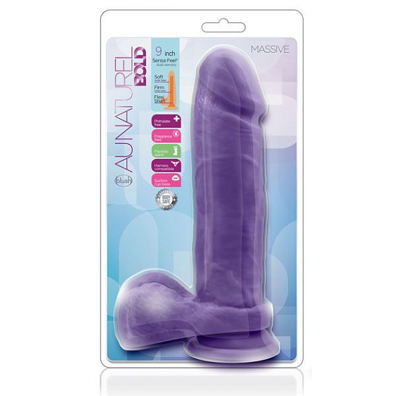 Фиолетовый фаллоимитатор Bold Massive 9 Inch Dildo - 24,1 см. - термопластичный эластомер (TPE)