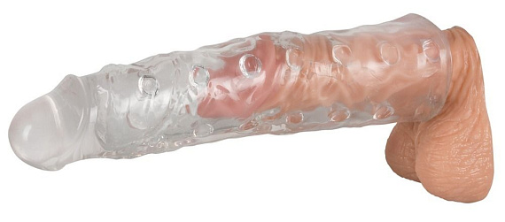 Прозрачная насадка-удлинитель с выпуклостями - 22 см. от Intimcat