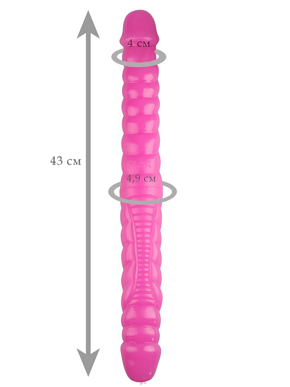 Розовый двухсторонний спиралевидный фаллоимитатор - 43 см. - эластомер (полиэтилен гель)