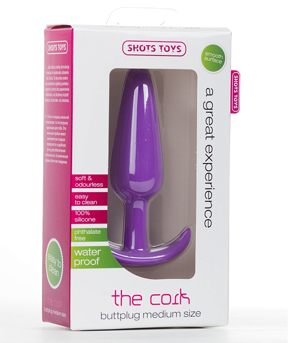 Фиолетовая анальная втулка The Cork Medium - 12,4 см. - силикон