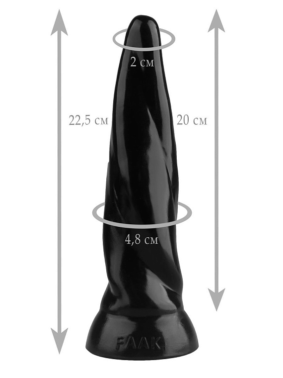 Черная коническая винтовая анальная втулка - 22,5 см. - эластомер (полиэтилен гель)