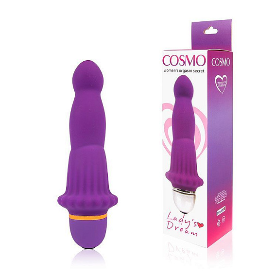 Фиолетовый силиконовый вибратор Cosmo - 14 см. - силикон