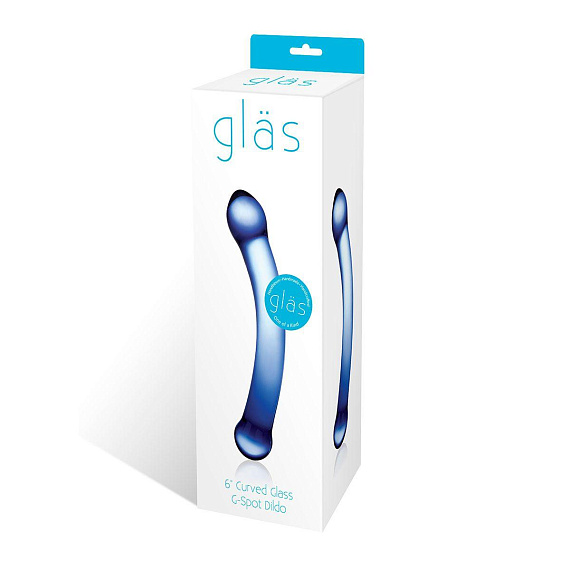 Синий изогнутый фаллоимитатор Curved G-Spot Glass Dildo - 16 см. - стекло