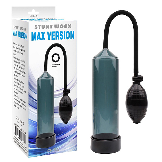 Черная ручная вакуумная помпа MAX VERSION - анодированный пластик, силикон