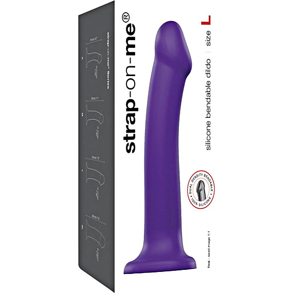 Фиолетовый фаллоимитатор-насадка Strap-On-Me Dildo Dual Density size L - 19 см. Strap-on-me