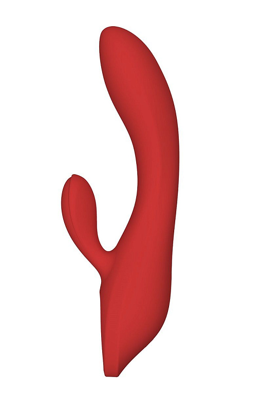 Красный вибратор с клиторальным отростком Sofia - 21 см. - силикон