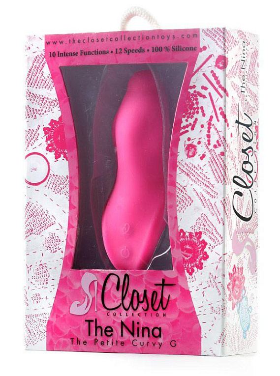 Розовый вибромассажёр THE NINA CURVY G - 13,4 см. Closet Collection