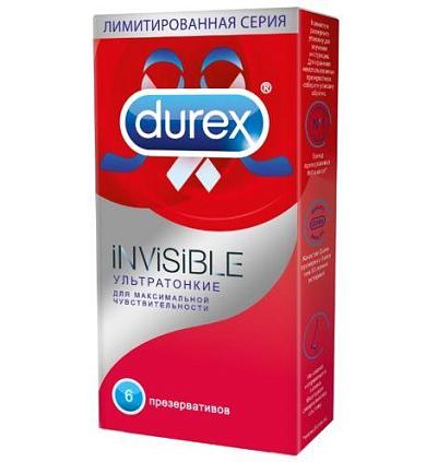 Ультратонкие презервативы Durex Invisible - 6 шт.