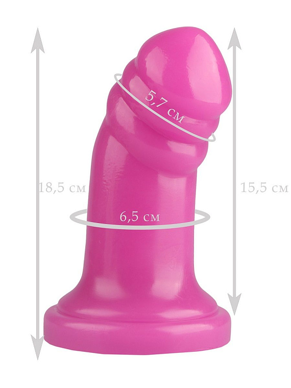Розовая реалистичная анальная втулка с широким основанием - 18,5 см. - эластомер (полиэтилен гель)