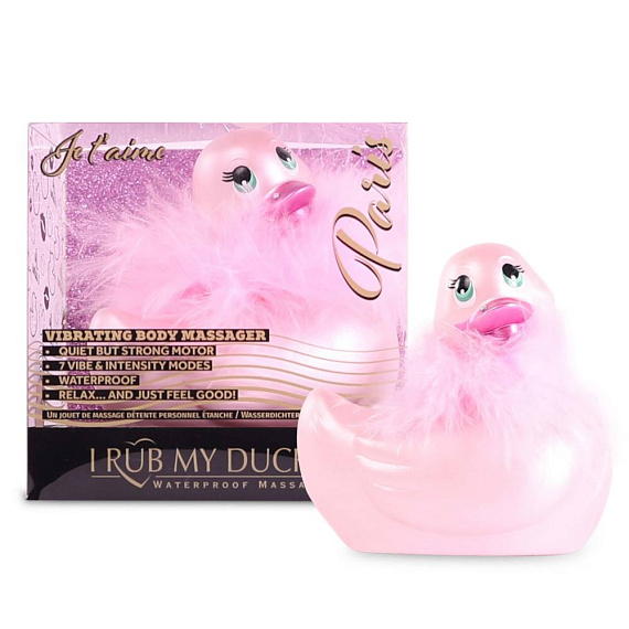 Розовый вибратор-уточка I Rub My Duckie 2.0 Paris - анодированный пластик (ABS)