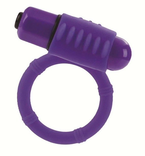 Фиолетовое эрекционнное кольцо с двумя положениями вибростимулятора - силикон