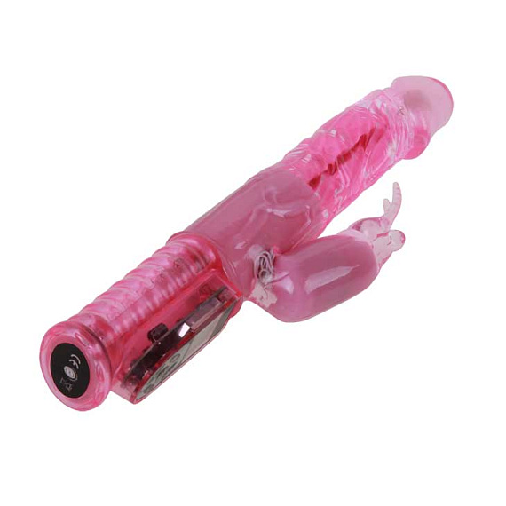 Розовый вибратор с функцией волнового вращения ствола Love Gift - 25 см. от Intimcat