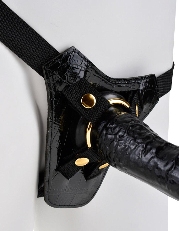 Чёрный с золотом женский страпон Designer Strap-On Pipedream