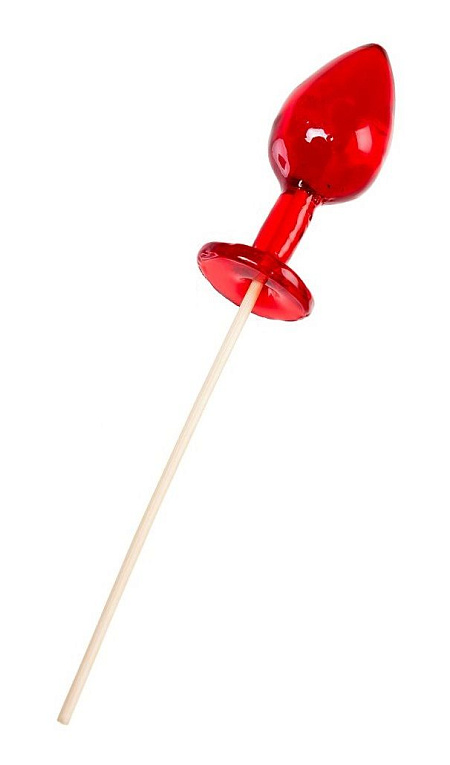 Красный леденец в форме малой анальной пробки со вкусом виски от Intimcat