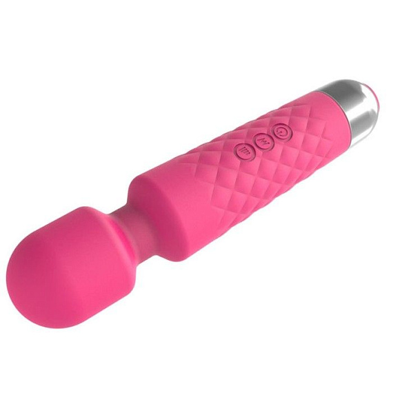 Розовый wand-вибратор с подвижной головкой - 20,4 см. Сима-Ленд