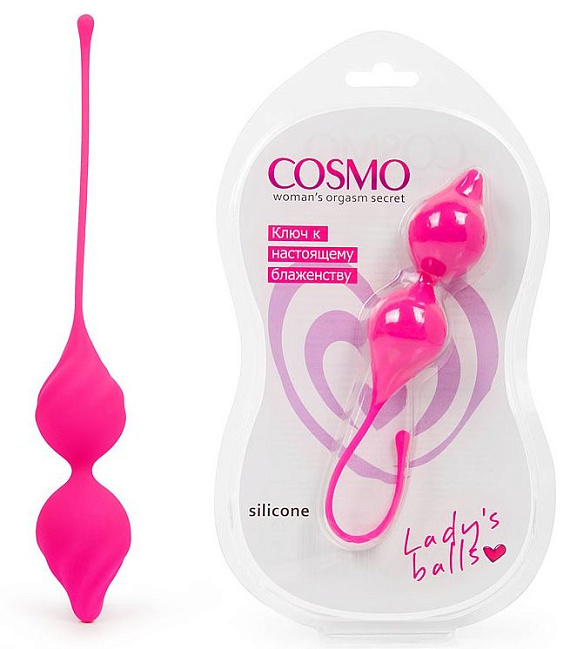 Ярко-розовые вагинальные шарики со смещенным центром тяжести - силикон