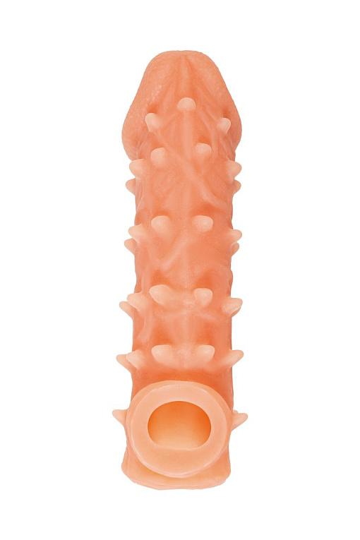 Телесная закрытая насадка с пупырышками Cock Sleeve 005 Size L - 17,6 см. - термопластичный эластомер (TPE)