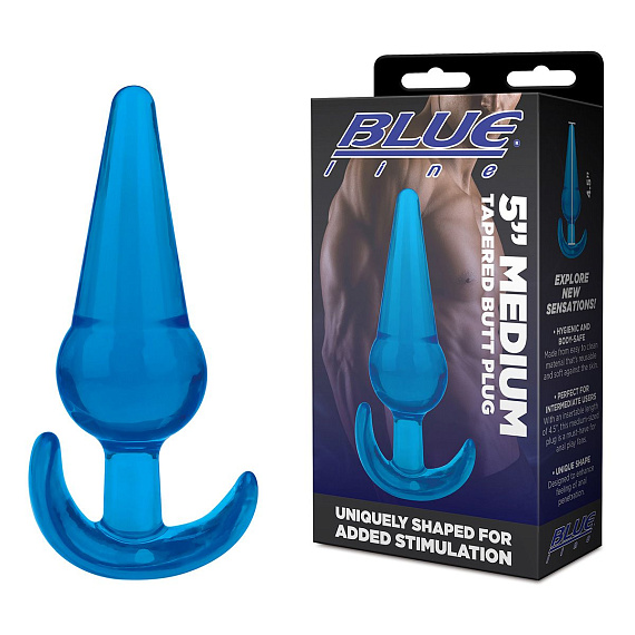 Голубая анальная пробка конической формы Medium Tapered Butt Plug - 12,7 см. - термопластичная резина (TPR)