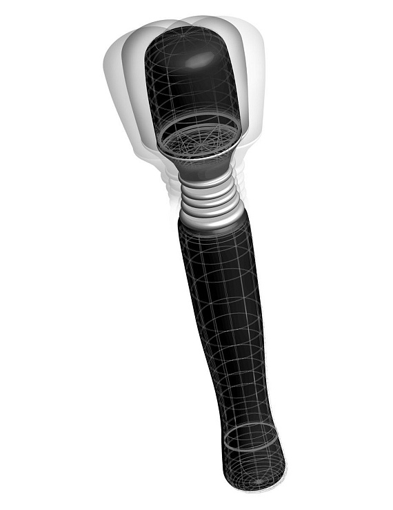 Чёрный вибромассажер для тела и эрогенных зон Maxi Wanachi - анодированный пластик, силикон