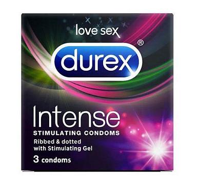 Рельефные презервативы со стимулирующей смазкой Durex Intense Orgasmic - 3 шт.