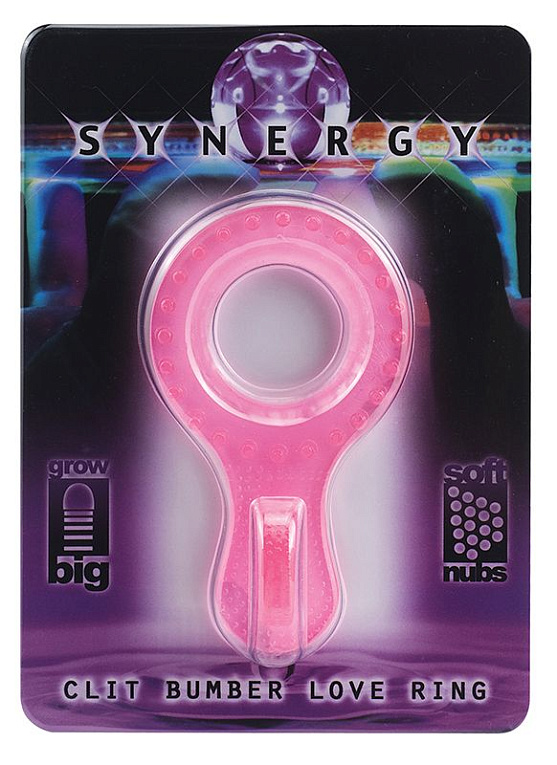 Розовое эрекционное кольцо SYNERGY CLIT BUMPER LOVE RING PINK - термопластичный эластомер (TPE)