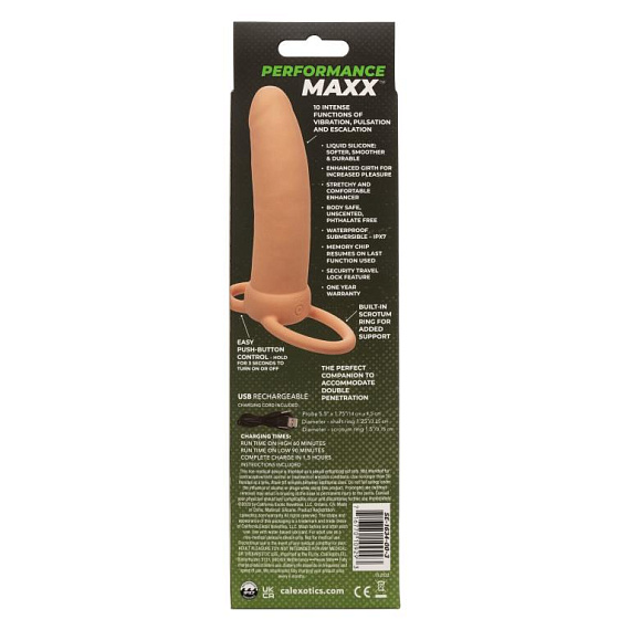 Телесная вибронасадка для двойного проникновения Rechargeable Thick Dual Penetrator - 14 см. - фото 7