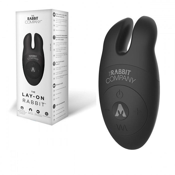 Черный вибростимулятор с ушками The Lay-on Rabbit от Intimcat