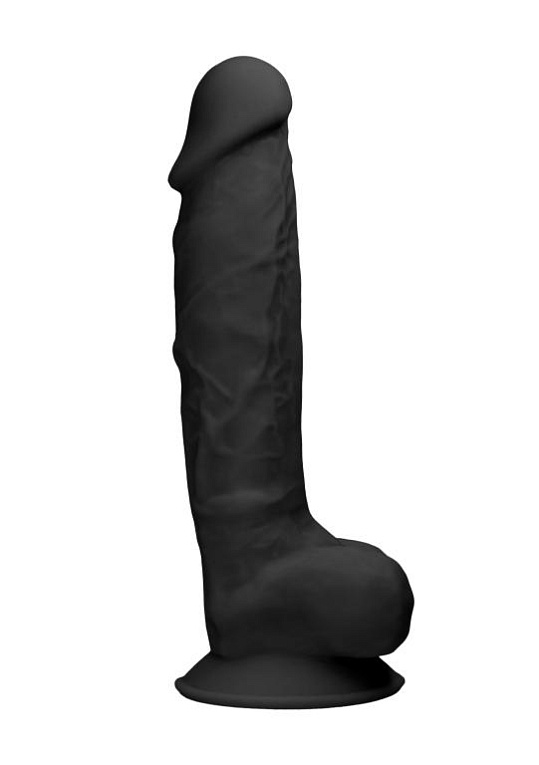 Черный фаллоимитатор Realistic Cock With Scrotum - 22,8 см. - фото 6