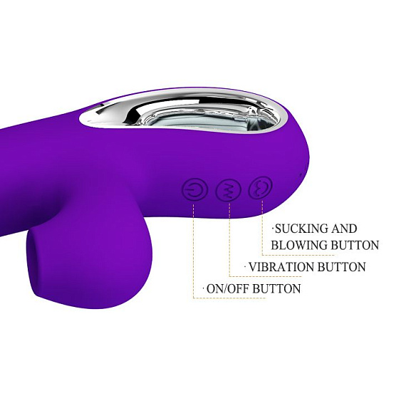Фиолетовый вибратор Jersey с вакуумной стимуляцией - 21,8 см. Baile
