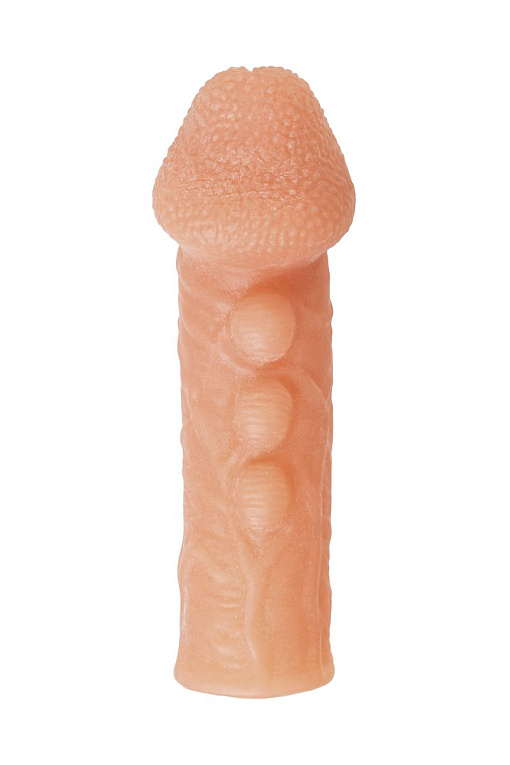 Телесная закрытая насадка с шишечками Cock Sleeve 008 Size M - 15,6 см. от Intimcat
