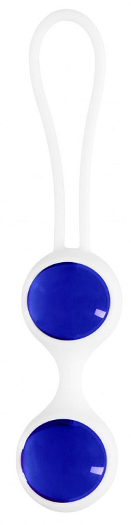 Синие стеклянные вагинальные шарики Ben Wa Medium в белой оболочке - стекло