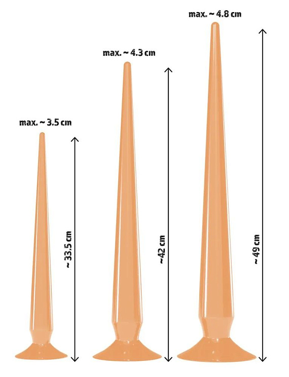 Набор из 3 телесных удлиненных анальных пробок Super Long Flexible Butt Plug Set - фото 6