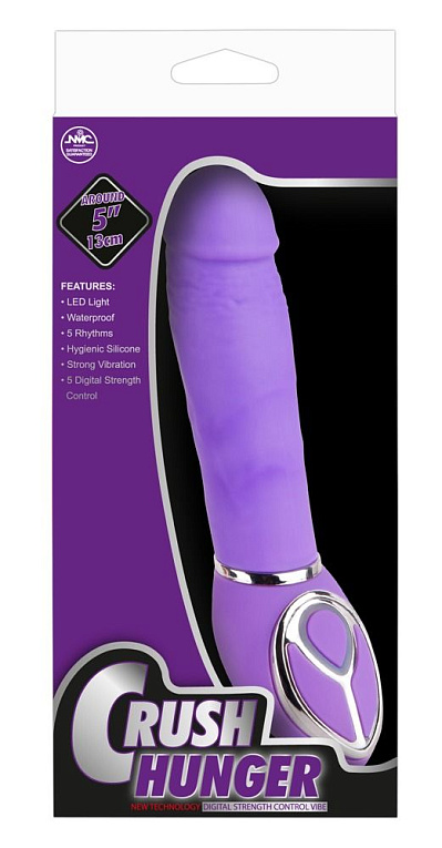 Фиолетовый вибромассажёр Crush Hunger - 17,5 см. - силикон