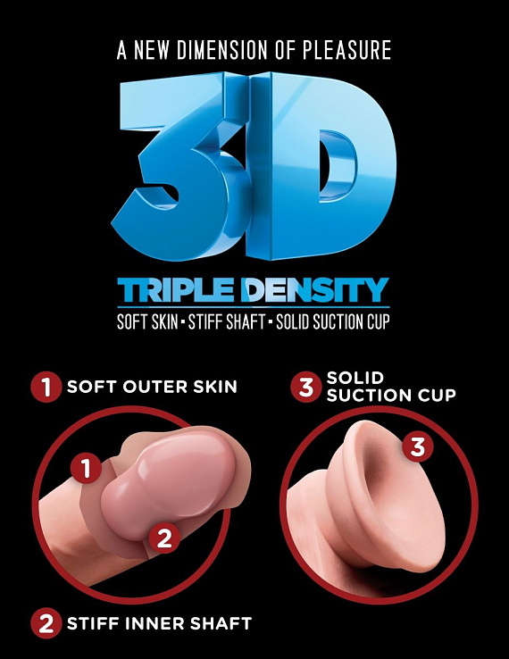 Телесный фаллоимитатор на присоске 10  Triple Density Fat Cock with Balls - 27,9 см. Pipedream