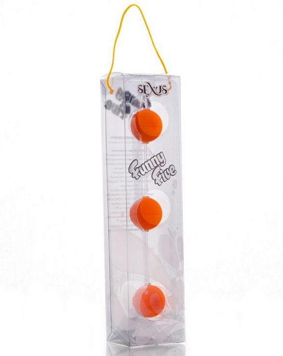 Анальная цепочка из 3 оранжевых шариков - анодированный пластик (ABS)